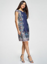 Платье хлопковое с этническим принтом oodji для Женщины (синий), 21911008-5/33587/796DE