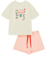 Пижама хлопковая с принтом oodji для Женщина (белый), 56002243-2/47885N/1040P