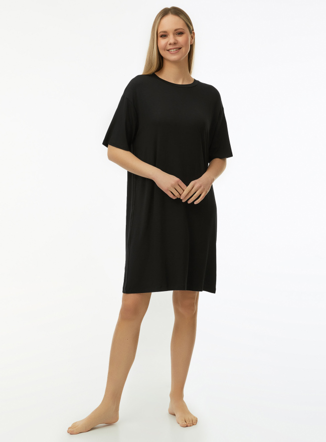 Платье домашнее из вискозы oodji для Женщины (черный) Платье домашнее из вискозы oodji для Женщины (черный), 59801033-4/49998/2900N