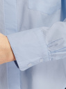 Рубашка оверсайз укороченная из хлопка oodji для женщины (синий), 13K11033/13175N/7000N