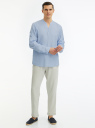 Рубашка из смесового льна oodji для Мужчины (синий), 3B320002M-3/48317N/7010O