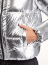 Куртка стеганая с капюшоном oodji для женщины (серебряный), 10203076-6/50767/9100N