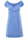 Платье хлопковое со сборками на груди oodji для Женщины (синий), 11902047-2B/14885/7503N