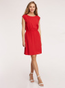 Платье вискозное с коротким рукавом oodji для женщины (красный), 11910073-8B/26346/4500N