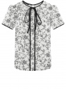 Блузка с коротким рукавом и контрастной отделкой oodji для женщины (белый), 11401254/42405/1229F
