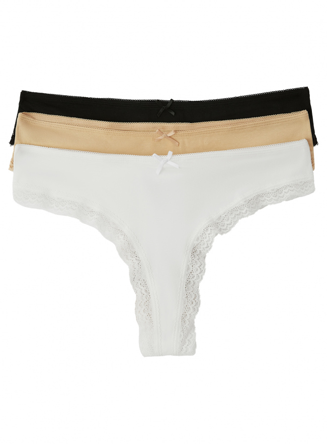 Комплект из 3-х трусов oodji для Женщины (разноцветный) Комплект из 3-х трусов oodji для Женщины (разноцветный), 55711100T3/51411/4