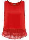 Топ с кружевной отделкой по низу oodji для женщины (красный), 14911012/43414/4500N