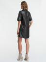 Платье с коротким рукавом из искусственной кожи oodji для женщины (черный), 18L11007/50427/2900N