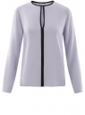 Блузка вискозная с контрастной отделкой oodji для Женщины (фиолетовый), 11411059-4B/24681/8000B