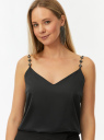 Топ атласный на бретелях с декором oodji для Женщины (черный) Топ атласный на бретелях с декором oodji для Женщины (черный), 14901429/50157/2900N