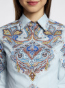 Блузка хлопковая с этническим принтом oodji для женщины (синий), 21402212-2/45966/7031E