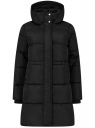 Куртка утепленная с капюшоном oodji для Женщины (черный), 10203130/51552/2900N