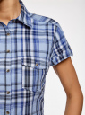 Рубашка клетчатая с коротким рукавом oodji для женщины (синий), 11402084-4/35293/7075C