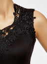 Платье с кружевной отделкой по горловине oodji для женщины (черный), 24015001/33038/2900L