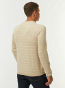 Джемпер вязаный с V-образным вырезом oodji для Мужчины (бежевый) Джемпер вязаный с V-образным вырезом oodji для Мужчины (бежевый), 4L212174M/47167N/3310S