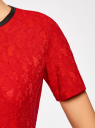 Платье приталенное кружевное oodji для женщины (красный), 11900213/45991/4500L