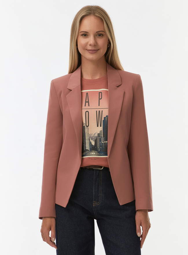 Жакет приталенный без застежки oodji для Женщины (розовый) Жакет приталенный без застежки oodji для Женщины (розовый), 11208022-2/18600/4B00N