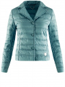 Куртка стеганая с лацканами oodji для женщины (бирюзовый), 10204050/45797/7301N