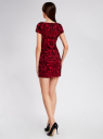 Платье трикотажное с принтом из флока oodji для женщины (красный), 14001117-9/33038/4529O