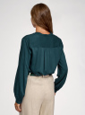 Блузка вискозная с воротником-стойкой oodji для женщины (зеленый), 11411219/50636/6C00N