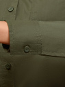 Рубашка приталенная с нагрудными карманами oodji для женщины (зеленый), 13L12001B/43609/6800N