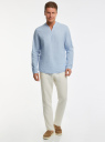 Рубашка из смесового льна с длинным рукавом oodji для Мужчины (синий), 3B320002M-4/50932N/7012C
