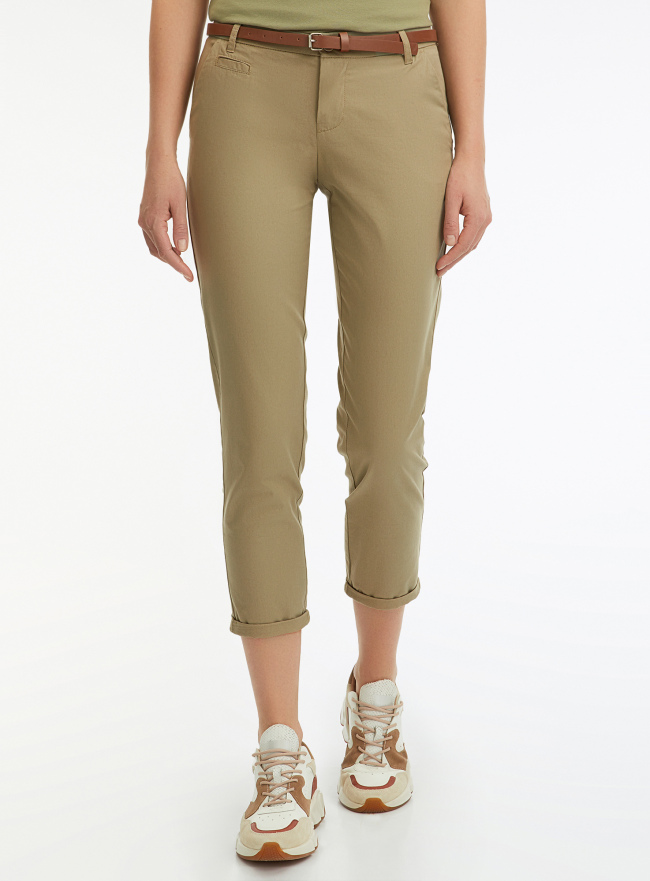 Брюки-чиносы из хлопка oodji для Женщины (зеленый) Брюки-чиносы из хлопка oodji для Женщины (зеленый), 11706193B/42841/6602N