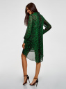 Платье шифоновое с асимметричным низом oodji для женщины (зеленый), 11913032/38375/6B29A