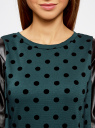Платье с флоком и отделкой из искусственной кожи oodji для женщины (зеленый), 14001143-3/42376/6E29D