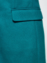 Пальто классическое прямого силуэта oodji для Женщины (бирюзовый), 10104045/46452/6C00N