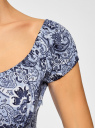 Платье принтованное из хлопка oodji для Женщины (синий), 11902047-4/14885/7079E