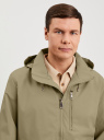 Ветровка с капюшоном на молнии oodji для Мужчины (зеленый), 1L613002M/50956/6601N