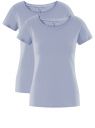 Комплект из двух базовых футболок oodji для Женщина (синий), 14701008T2/46154/7001N
