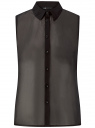 Топ из струящейся ткани с рубашечным воротником oodji для женщины (черный), 14903001B/42816/2900N
