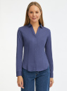 Рубашка базовая с V-образным вырезом oodji для Женщина (синий), 13K02001B/42083/7901N