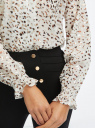 Блузка принтованная с оборками на рукавах oodji для женщины (белый), 11414013-1/51616/1233A