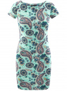 Платье трикотажное с принтом oodji для женщины (зеленый), 14001117-5/45344/654BE