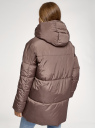 Куртка удлиненная с капюшоном oodji для женщины (коричневый), 10208004/45928/3700N