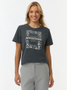 Футболка хлопковая с принтом oodji для Женщины (синий) Футболка хлопковая с принтом oodji для Женщины (синий), 14701117-27/47885N/2591P
