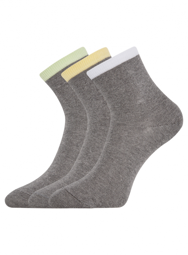 Комплект носков (3 пары) oodji для Женщины (разноцветный) Комплект носков (3 пары) oodji для Женщины (разноцветный), 57102466T3/47469/19TFB