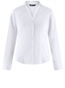 Рубашка приталенная с V-образным вырезом oodji для женщины (белый), 11402092B/42083/1000N