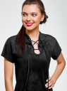 Платье из искусственной замши с завязками oodji для женщины (черный), 18L00001/45778/2900N