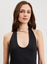 Топ-халтер трикотажный oodji для Женщины (черный), 24315014/45297/2900N