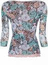 Блузка из комбинированной ткани oodji для женщины (бирюзовый), 24201005/14385/7335F