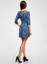 Платье трикотажное со складками на юбке oodji для женщины (синий), 14001148-1/33735/7970E