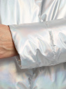Куртка удлиненная с капюшоном oodji для женщины (серебряный), 10208004-2/50457/9119N