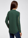 Блузка свободного силуэта с кружевной отделкой oodji для Женщины (зеленый), 21411087/36215/6900N