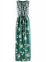 Платье макси с резинкой на талии и завязками oodji для Женщины (зеленый), 21900323-2/42873/6980F