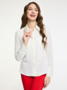 Блузка прямого силуэта из плотной ткани oodji для женщины (белый), 11411233/48728/1200N