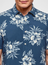 Рубашка прямая с цветочным принтом oodji для мужчины (синий), 3L400003M/48205N/7974F